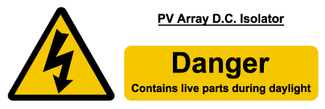 PV array DC isolator label