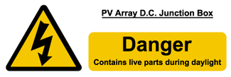 PV array DC junction box label