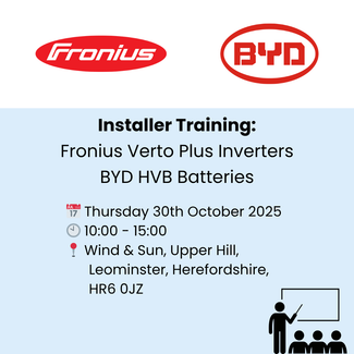 30/10/2025 - Installer Training: Fronius Verto Plus Inverters and BYD HVB Batteries