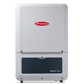 White electronic device with a red logo on a white background. Fronius Verto Plus hybrid inverter.