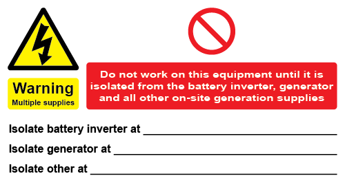 Generator - Warning Mutiple Supply label – Wind & Sun