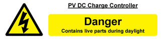 PV Array DC charge controller label