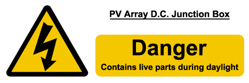 PV array DC junction box label – Wind & Sun