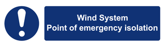Wind system point of emergency isolation label