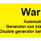 Generator - Warning Automatic System label