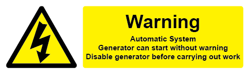 Generator - Warning Automatic System label – Wind & Sun